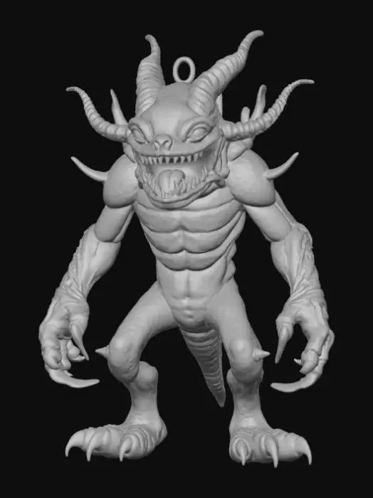 3D model for High detail, shattered Christmas Ornament, designed like a monster.