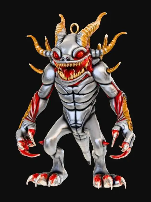 3D model for High detail, shattered Christmas Ornament, designed like a monster.