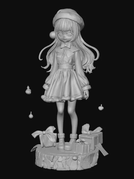 3D model for High detail, anime female, wearing only christmas bows and ribbon, no other clothing, only bows and ribbon, standing on high detail, wooden stand, #Christmas2025#
