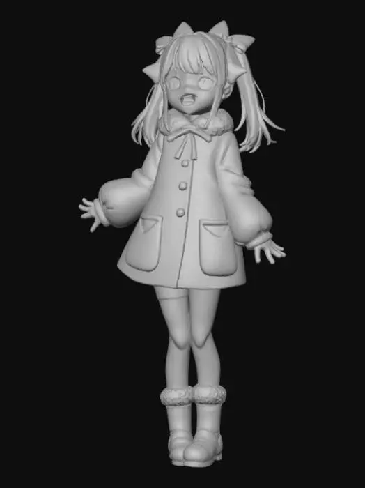 3D model for High detail, anime female, wearing only christmas bows and ribbon, no other clothing, only bows and ribbon, standing on high detail, wooden stand, #Christmas2025#