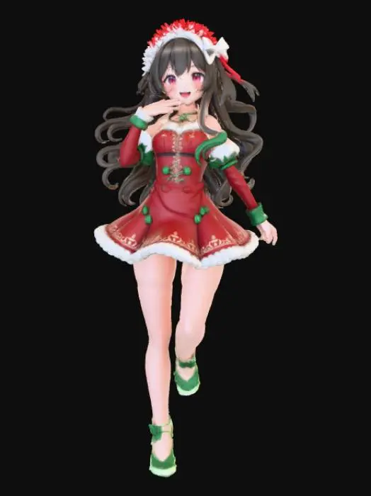 3D model for High detail, Female Anime Figure, wrapped in christmas ribbon as clothes, #Christmas2025#