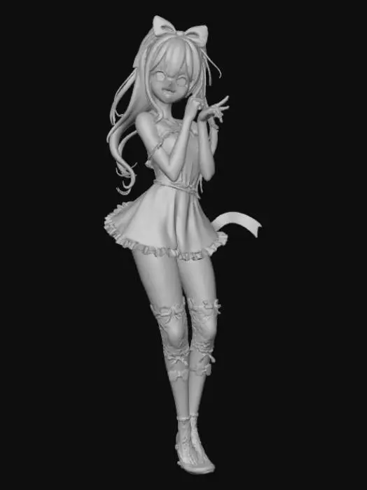 3D model for High detail, Female Anime Figure, wrapped in christmas ribbon as clothes, #Christmas2025#