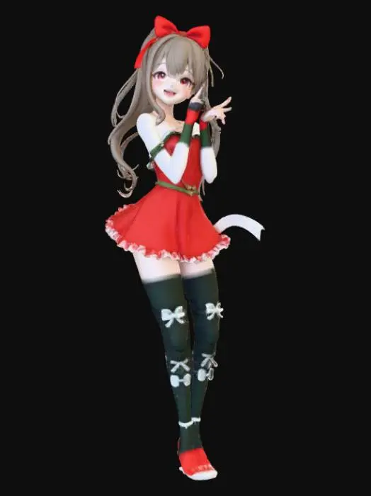 3D model for High detail, Female Anime Figure, wrapped in christmas ribbon as clothes, #Christmas2025#