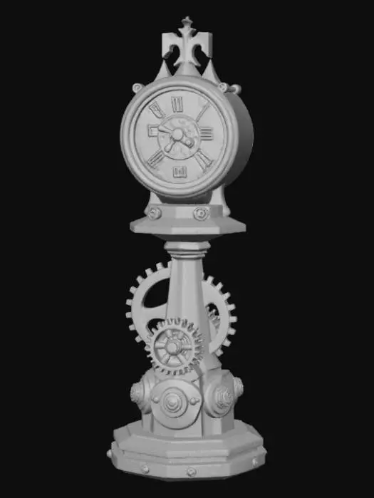 3D model for High detail, chess piece, with gothic clockwork design