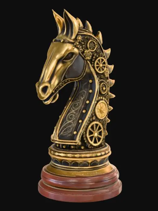 3D model for High detail, chess piece, with gothic clockwork design