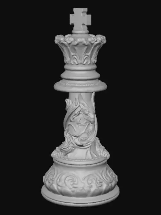 3D model for High detail, chess piece, with gothic embossed design
