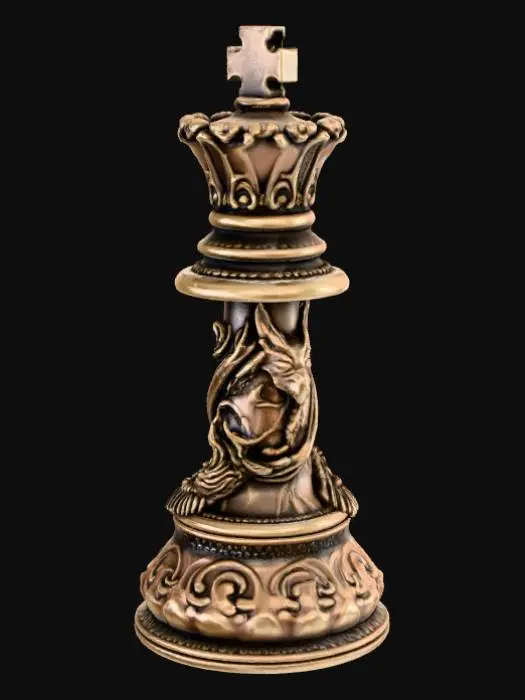 3D model for High detail, chess piece, with gothic embossed design