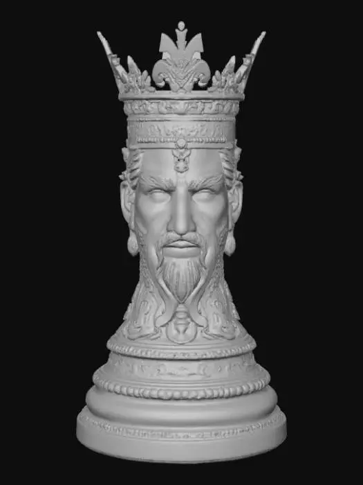 3D model for High detail, chess king piece, with gothic design
