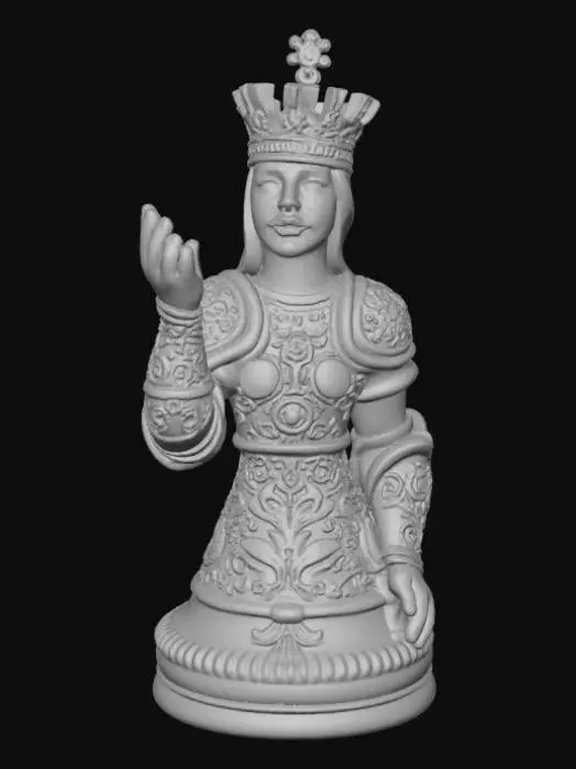 3D model for High detail, chess king piece, with gothic design