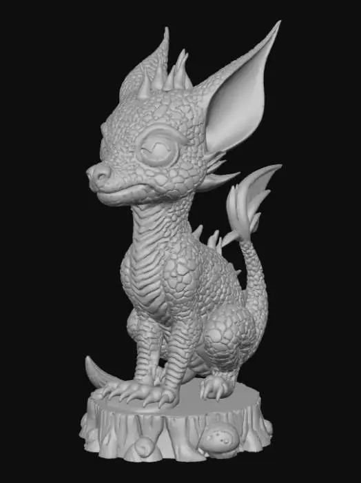 3D model for High detail, line art, connected to a wooden detailed base