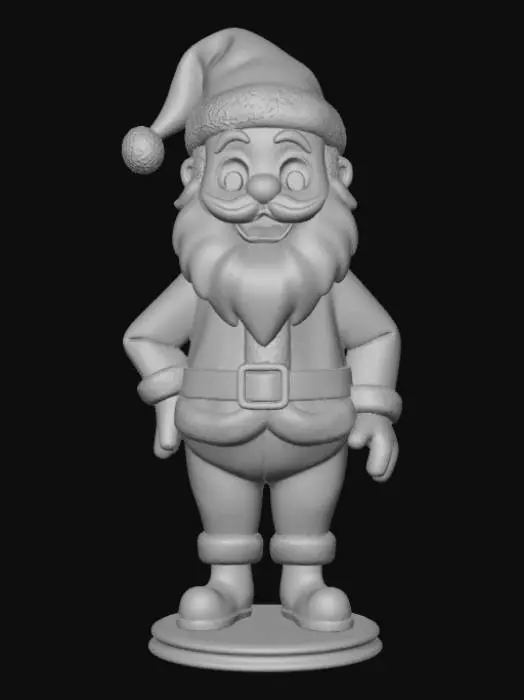 3D model for High detail, anime character, wearing christmas outfit, posed joyfully, standing on wooden stand.