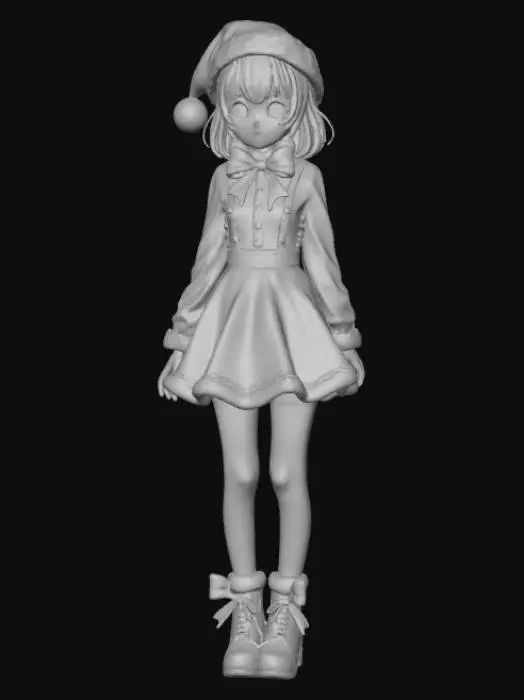 3D model for High detail, anime female, wearing only christmas bows and ribbon, no other clothing, only bows and ribbon, standing on high detail, wooden stand, #Christmas2025#