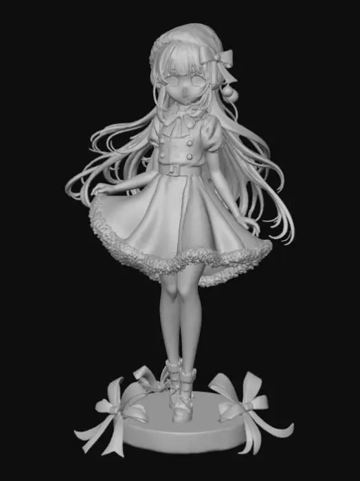 3D model for High detail, anime female, wearing only christmas bows and ribbon, no other clothing, only bows and ribbon, standing on high detail, wooden stand, #Christmas2025#