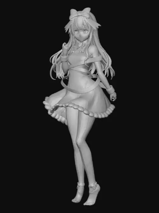 3D model for High detail, Female Anime Figure, wrapped in christmas ribbon as clothes, #Christmas2025#