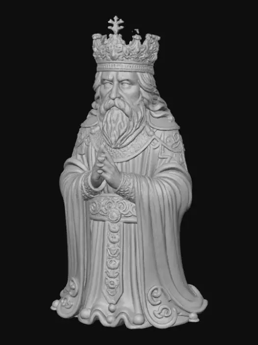 3D model for High detail, chess king piece, with gothic design