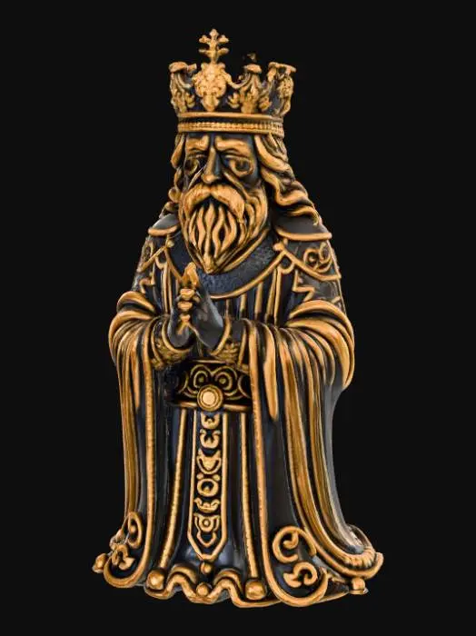 3D model for High detail, chess king piece, with gothic design