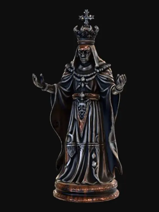 3D model for High detail, chess king piece, with gothic design