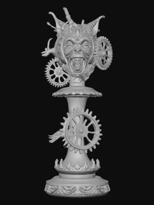 3D model for High detail, chess piece, with gothic clockwork design
