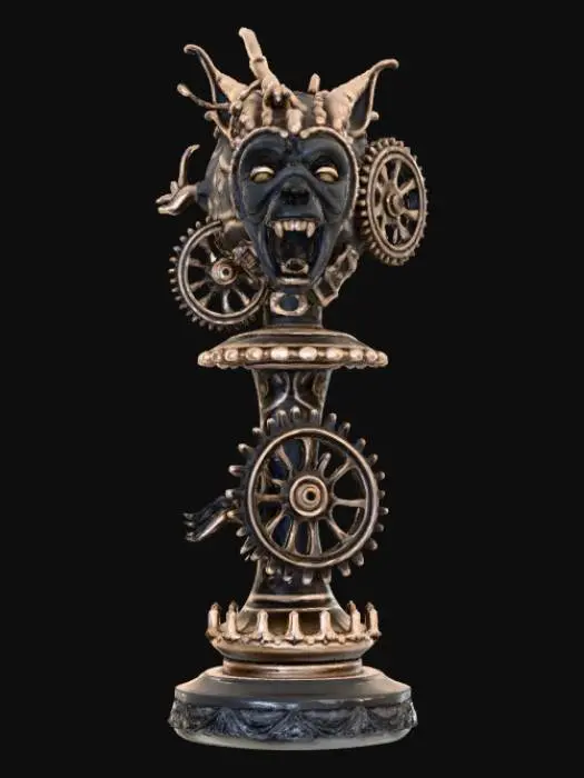 3D model for High detail, chess piece, with gothic clockwork design