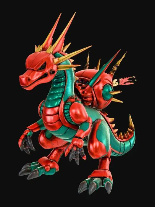 3D model for High detail, Anime, mecha dragon
