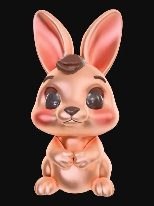 3D model for Simple, smooth surface, Contemplation kawaii animal.