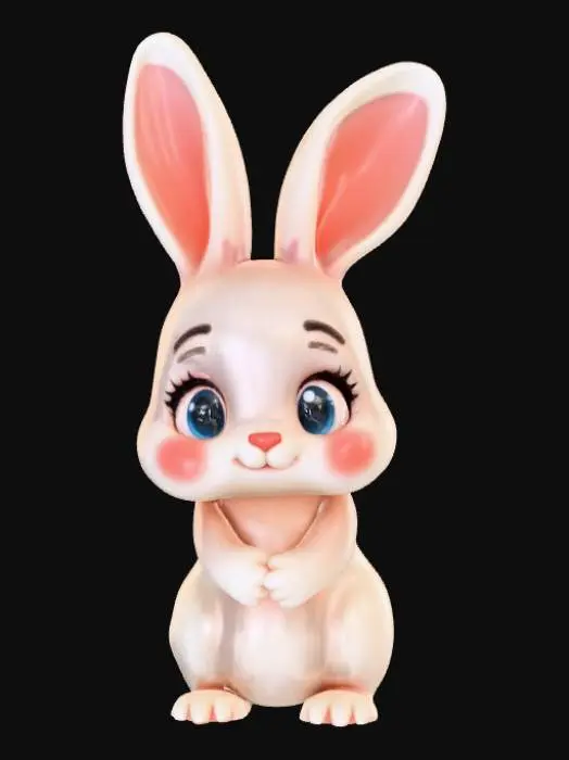 3D model for Simple, smooth surface, Contemplation kawaii animal.