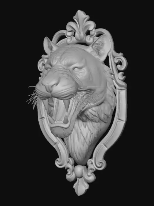 3D model for High detail, wall decor, Mounted Tiger head