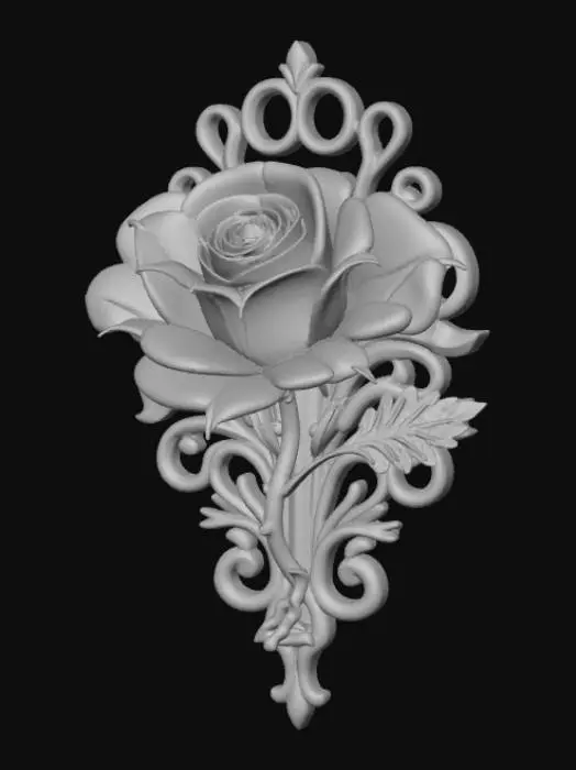 3D model for High detail, wall decor, Mounted, high detail, rose head