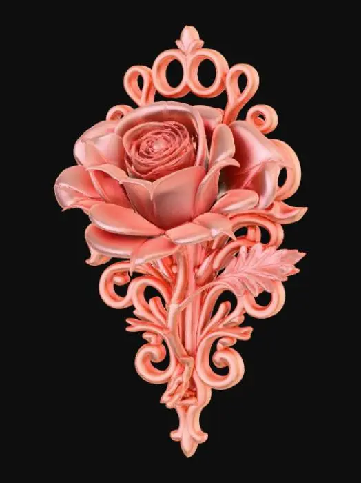 3D model for High detail, wall decor, Mounted, high detail, rose head