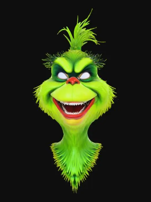 3D model for High detail, wall decor, Mounted Grinch head