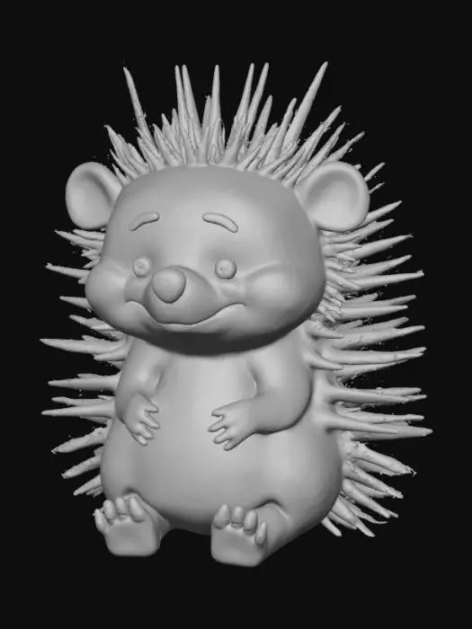 3D model for Smooth detail, kawaii, sitting porcupine, with smooth detail, short nub cones on its back.