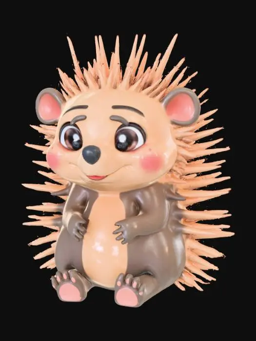 3D model for Smooth detail, kawaii, sitting porcupine, with smooth detail, short nub cones on its back.