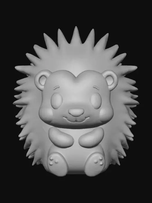 3D model for Smooth, low detail, Chibi porcupine sitting, smooth detail