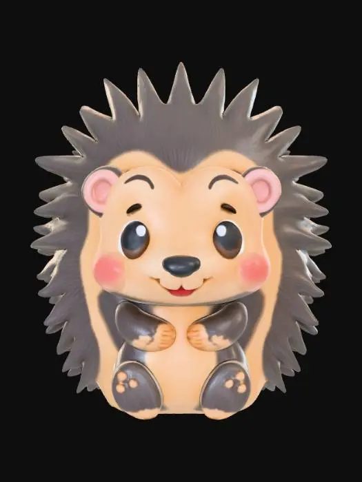 3D model for Smooth, low detail, Chibi porcupine sitting, smooth detail