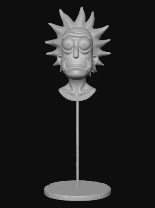 3D model for High detail, wall decor, Mounted, high detail, pickle rick head