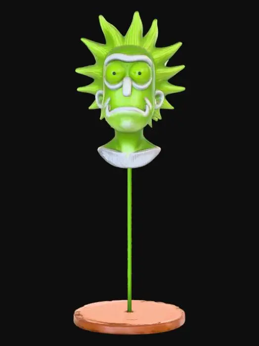 3D model for High detail, wall decor, Mounted, high detail, pickle rick head