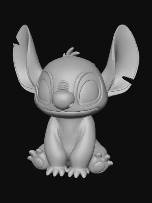 3D model for Smooth, low detail, Chibi Stitch sitting, smooth detail