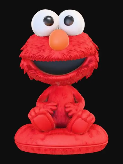3D model for Smooth, low detail, Chibi Elmo sitting, smooth detail