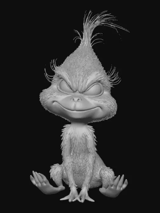 3D model for Smooth, low detail, Chibi Grinch sitting, smooth detail