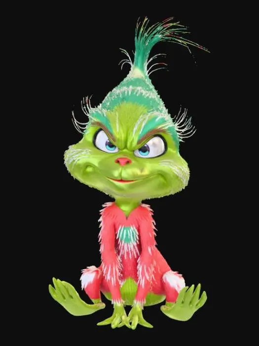 3D model for Smooth, low detail, Chibi Grinch sitting, smooth detail