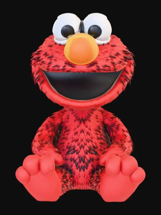 3D model for Smooth, low detail, Chibi Elmo sitting, smooth detail