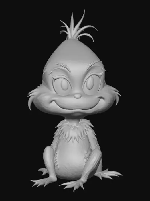 3D model for Smooth, low detail, Chibi Grinch sitting, smooth detail