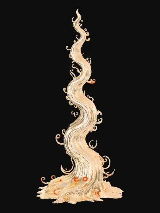 3D model for High detail, abstract spire, designed like a magical flow, spewing out of the base.