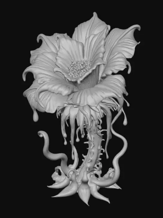 3D model for Abstract detail, massive, man-eatting flower