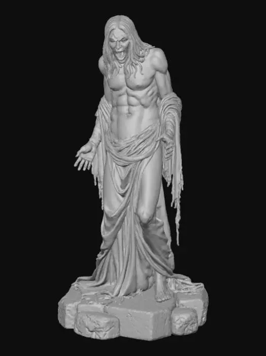 3D model for High deatil, tormented screams, tabletop decoration, with crumbling stone base