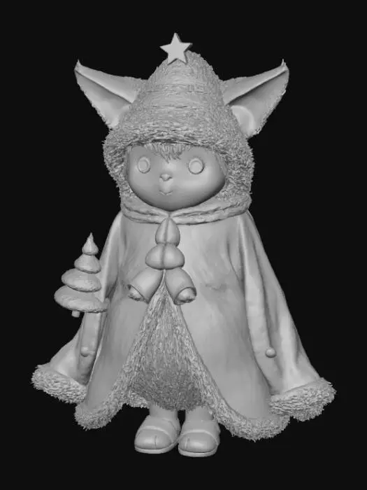 3D model for High detail, fantasy, Fey Creature, wearing high detailed, christmas clothes, standing on high detailed winter style base, #Christmas2025#