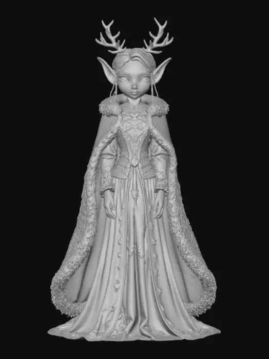 3D model for High detail, fantasy, Fey Creature, wearing high detailed, christmas clothes, standing on high detailed winter style base, #Christmas2025#