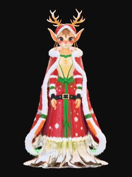 3D model for High detail, fantasy, Fey Creature, wearing high detailed, christmas clothes, standing on high detailed winter style base, #Christmas2025#