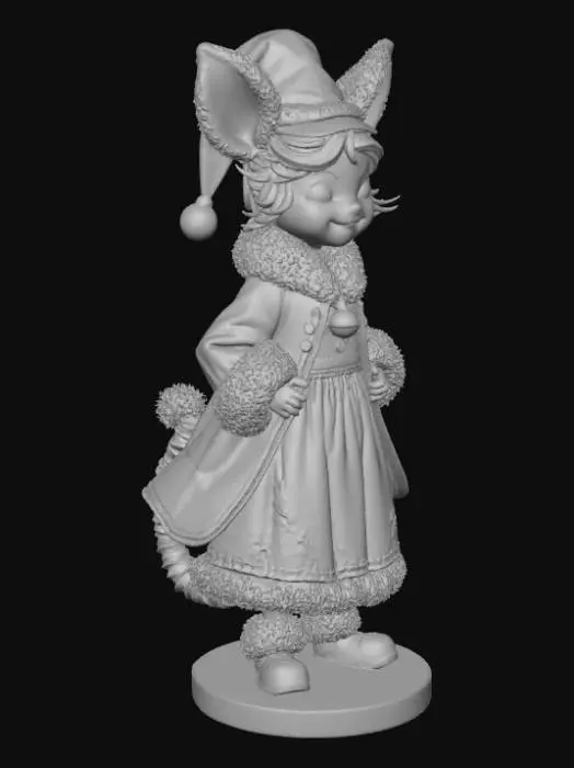 3D model for High detail, Fantasy, Fey Creature, wearing high detail christmas clothes, standing on high detailed base, in action pose, #Christmas2025#