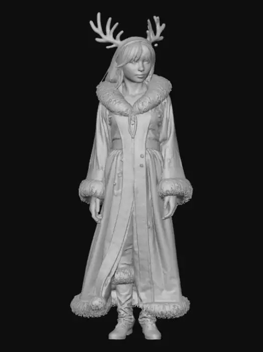3D model for High detail, fantasy, Fey Creature, wearing high detailed, christmas clothes, standing on high detailed winter style base, #Christmas2025#